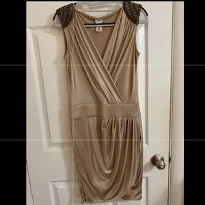 Cache XS gold chains shoulder dress beautiful sexy
